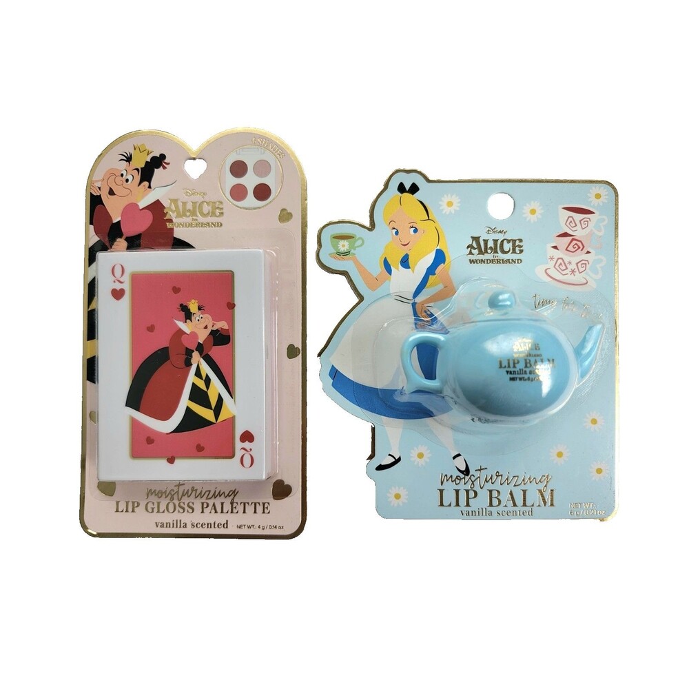 Disney Alice in Wonderland Lip Gloss Palette & Lip Balm Set – Vanilla Scented
